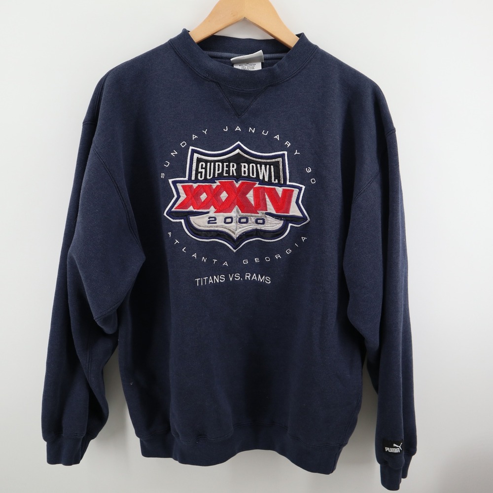 Puma Super Bowl XXXIV‎ Sweatshirt Mens M 2000s Titans Rams Atlanta Georgia Good